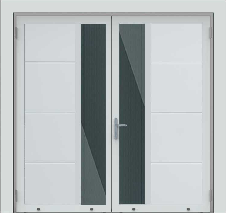 Twee verticale glaspanelen